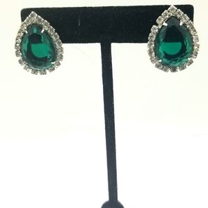 50s-60s Juliana Faux Emerald & Diamond Earrings